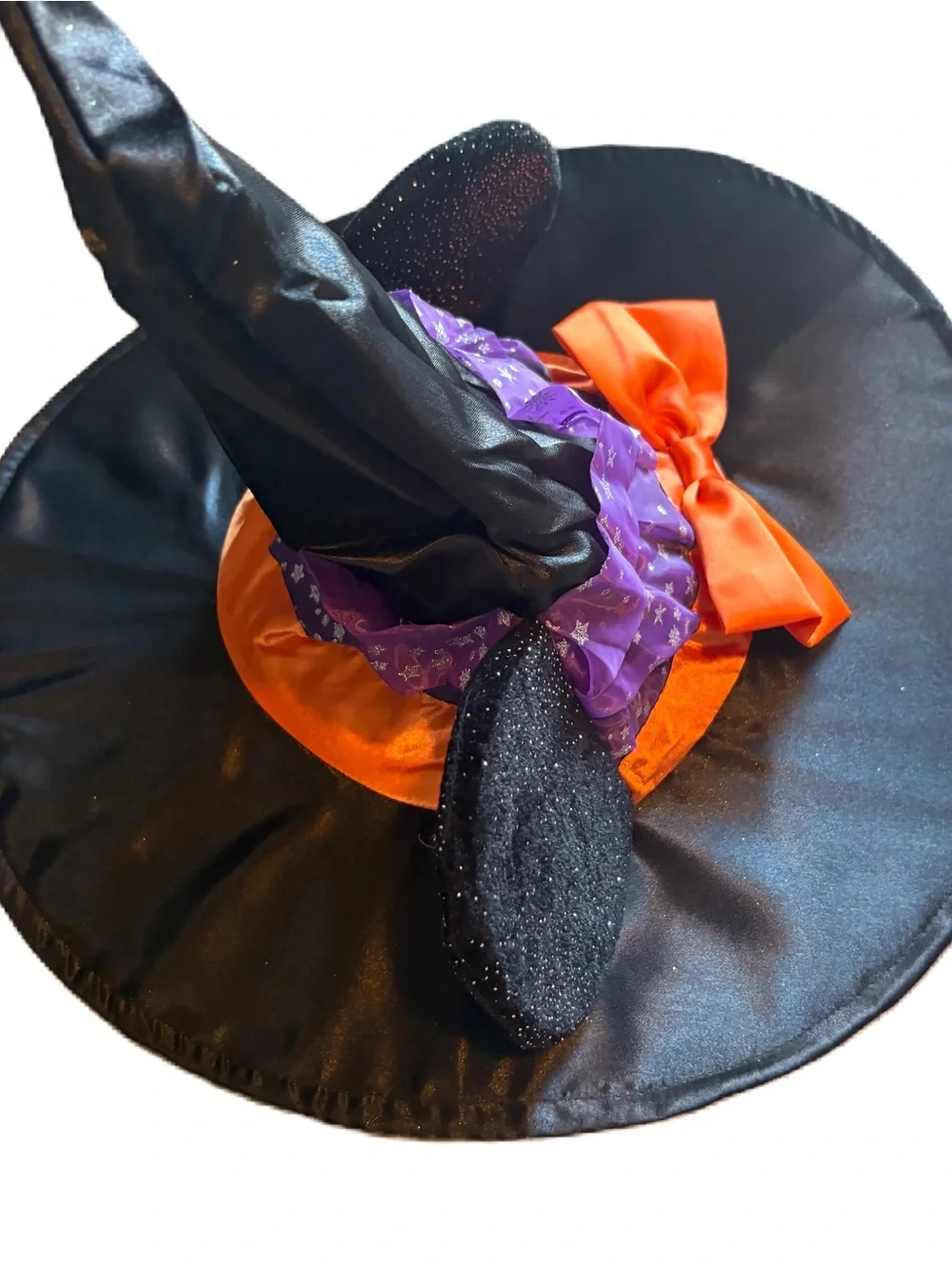 Disney Witch Hat Purple Star Band Orange Bow Minnie Mouse Halloween